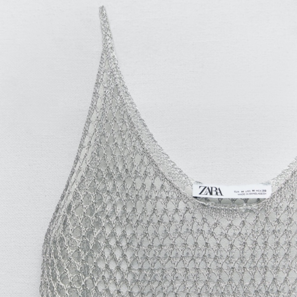 Zara Silver Open-Knit Metallic Tank - Picture 3 of 7